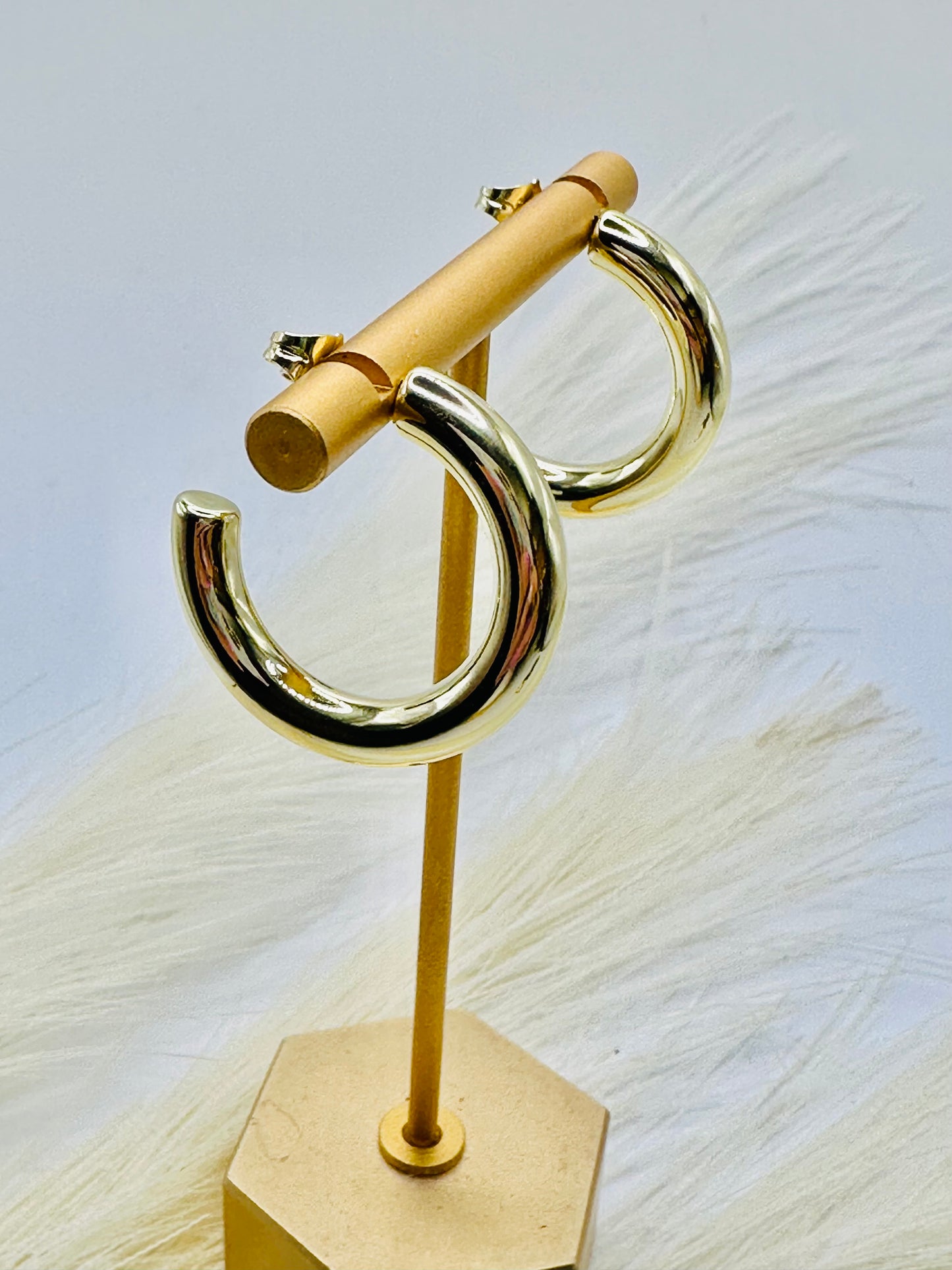 Plain moon earrings | 14k laminated