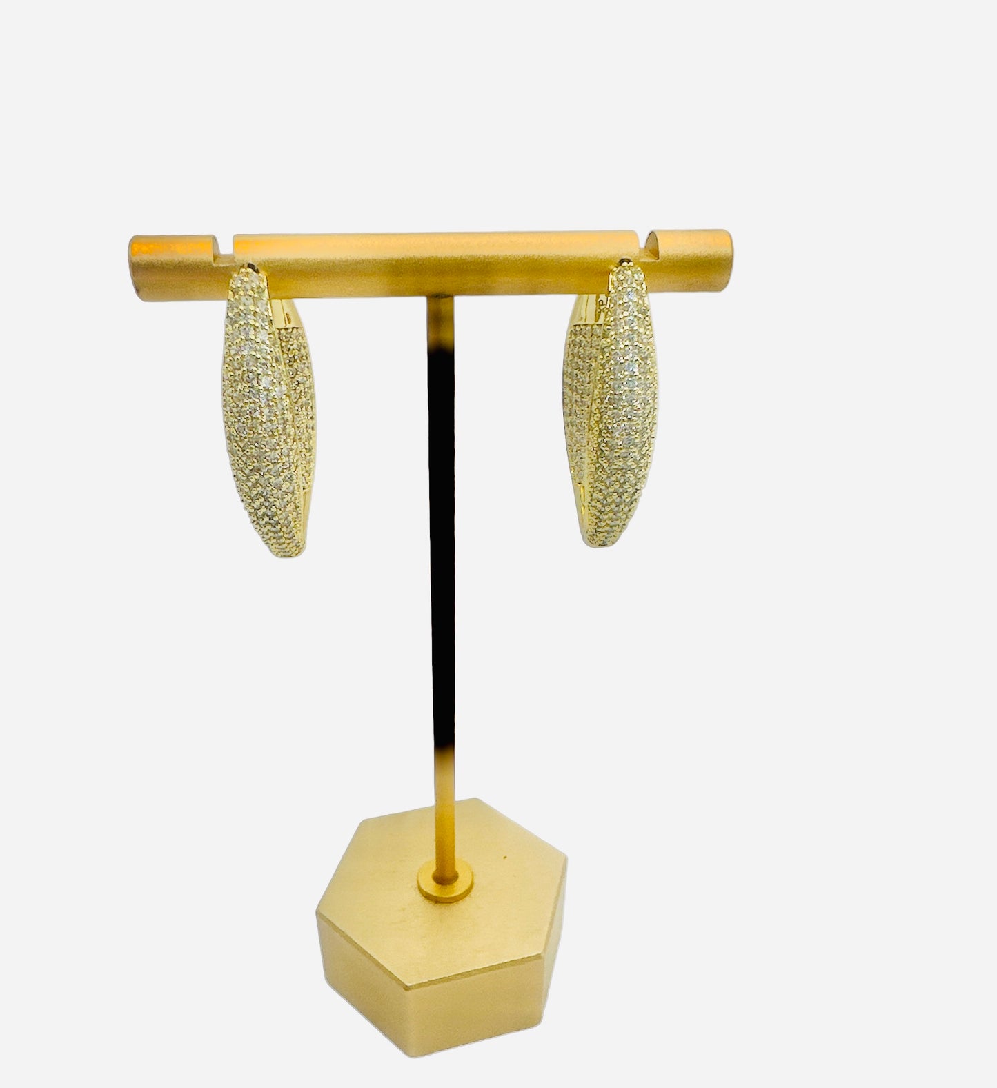 Oval Earrings with Diamond Zirconia