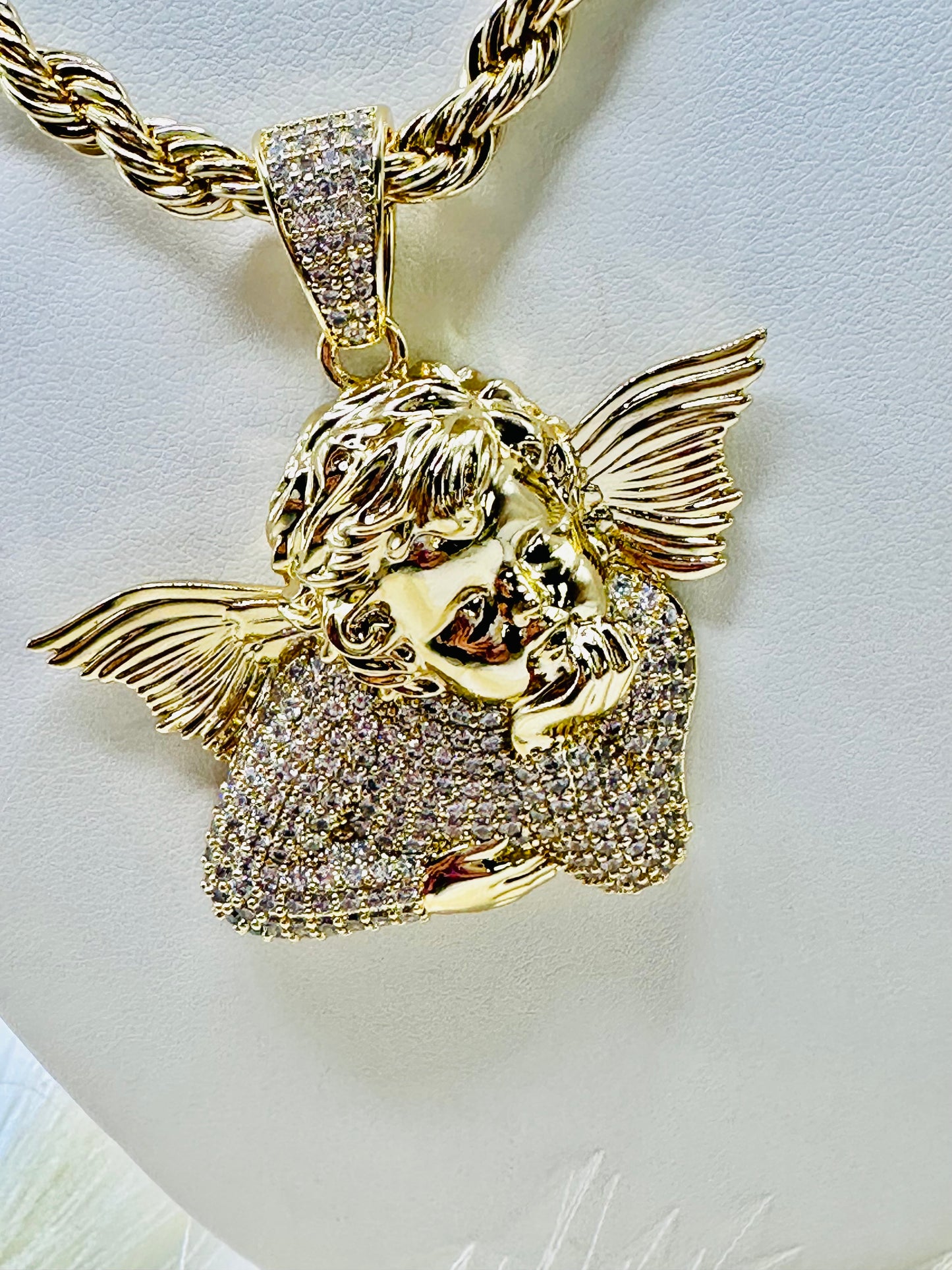 Torsal con Angel | Laminado de Oro Real 14k 18inch