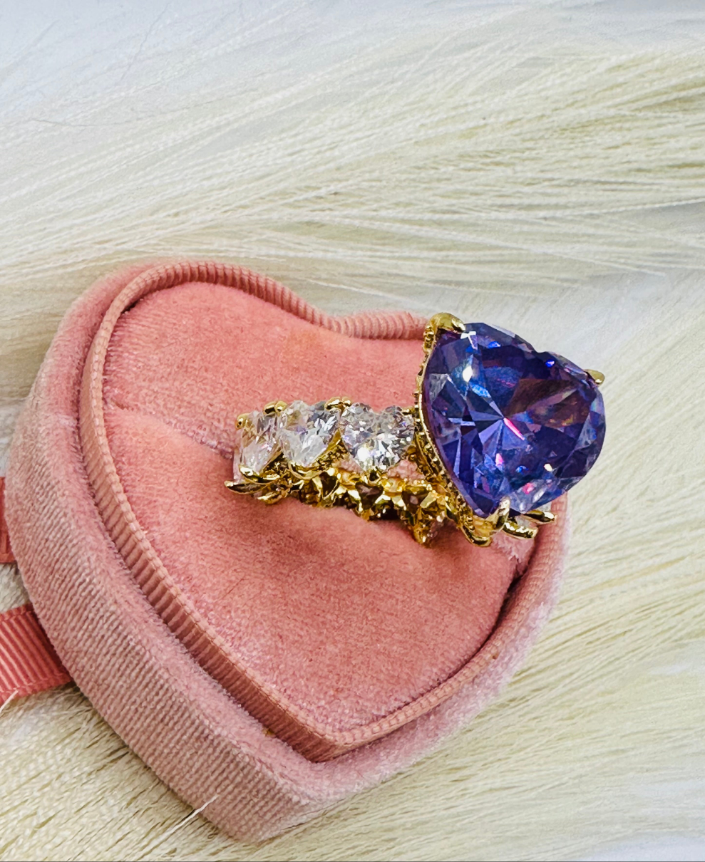 Anillo Princesa Ostentoso Purpura | Vidrio Real