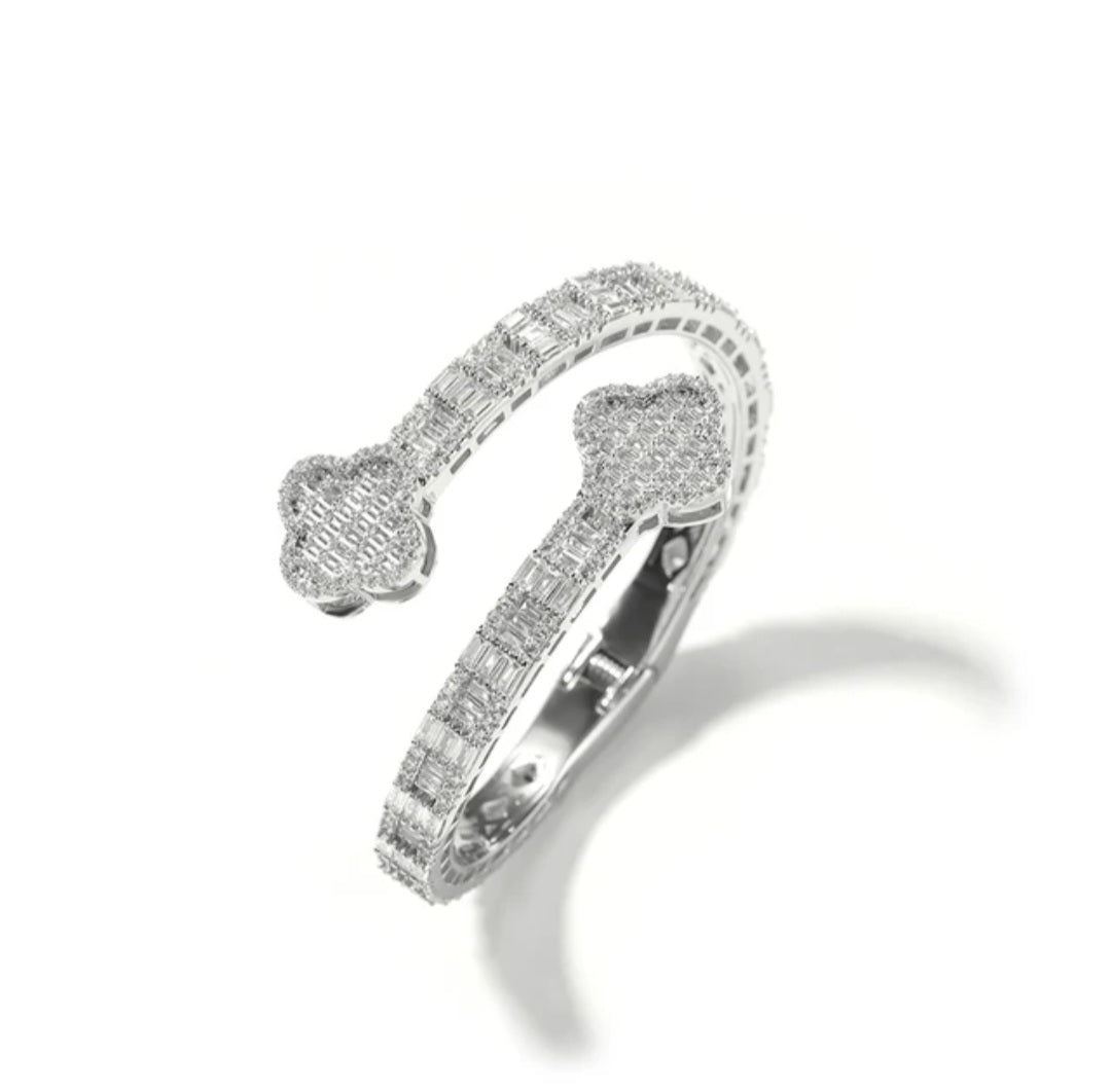 Brazalete de Cubos de Hielo en Vidrio Picado Alta Calidad Silver 7inch