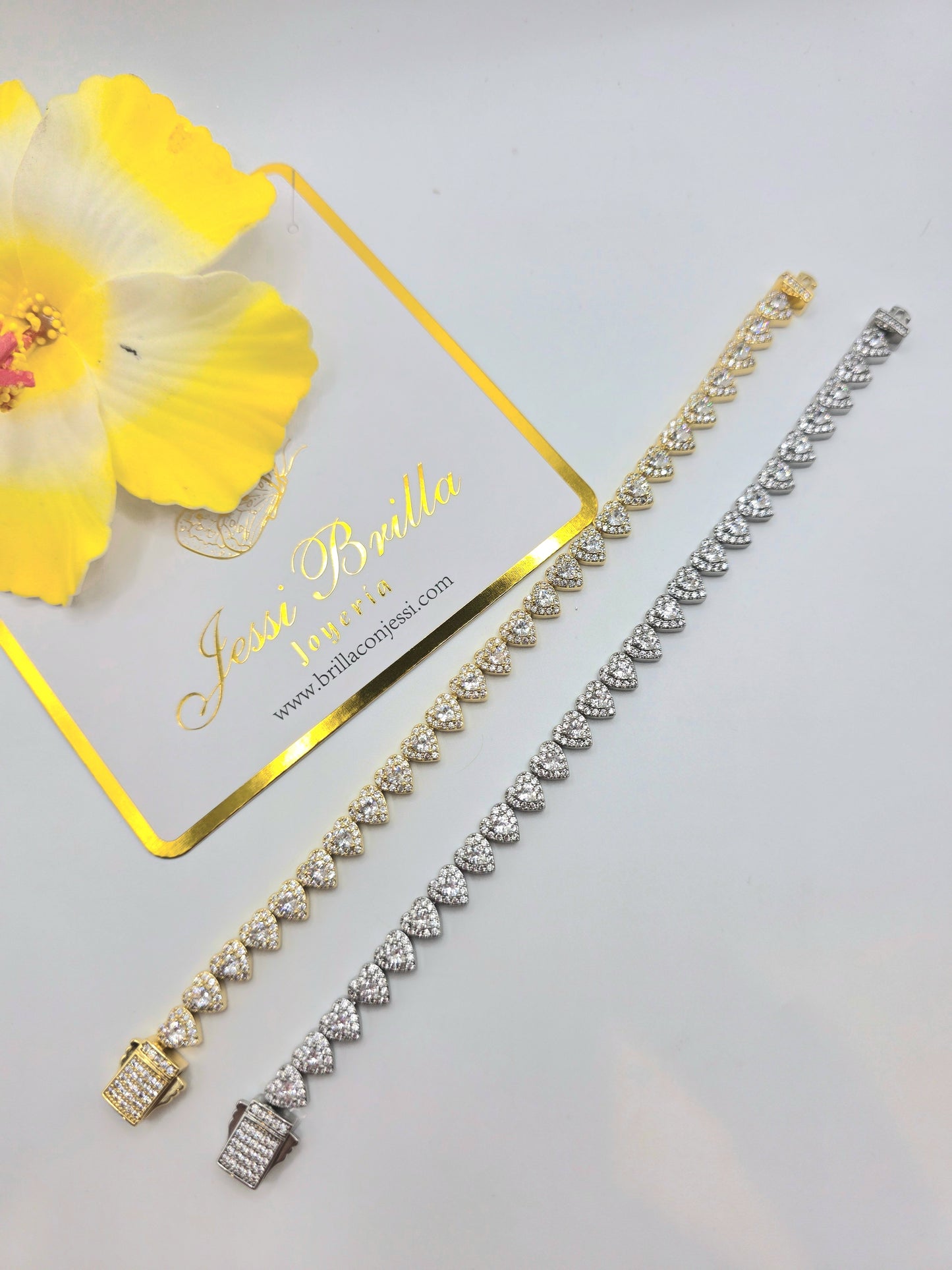 Pulsera de Corazon de Vidrio Real 5A Size 7inch