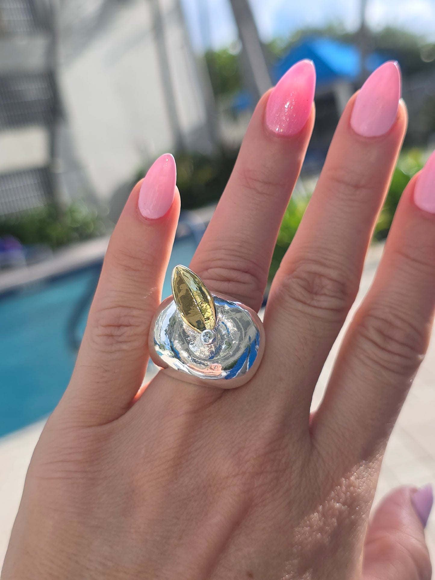 Anillo de Manzana Silver en Vidrio size 7