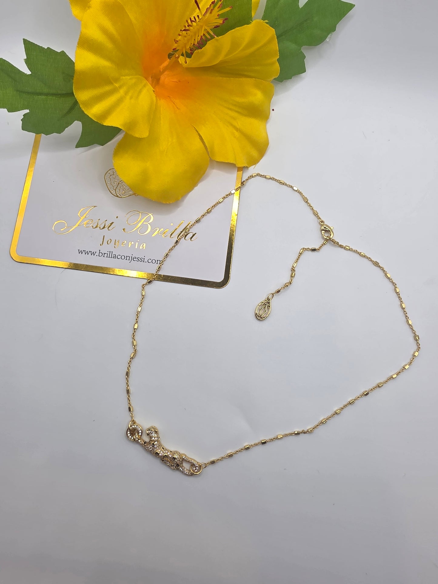 Cadena cartier Pantera /Laminado de Oro Real 14k Alta Calidad 16inch con extensión a 18inch