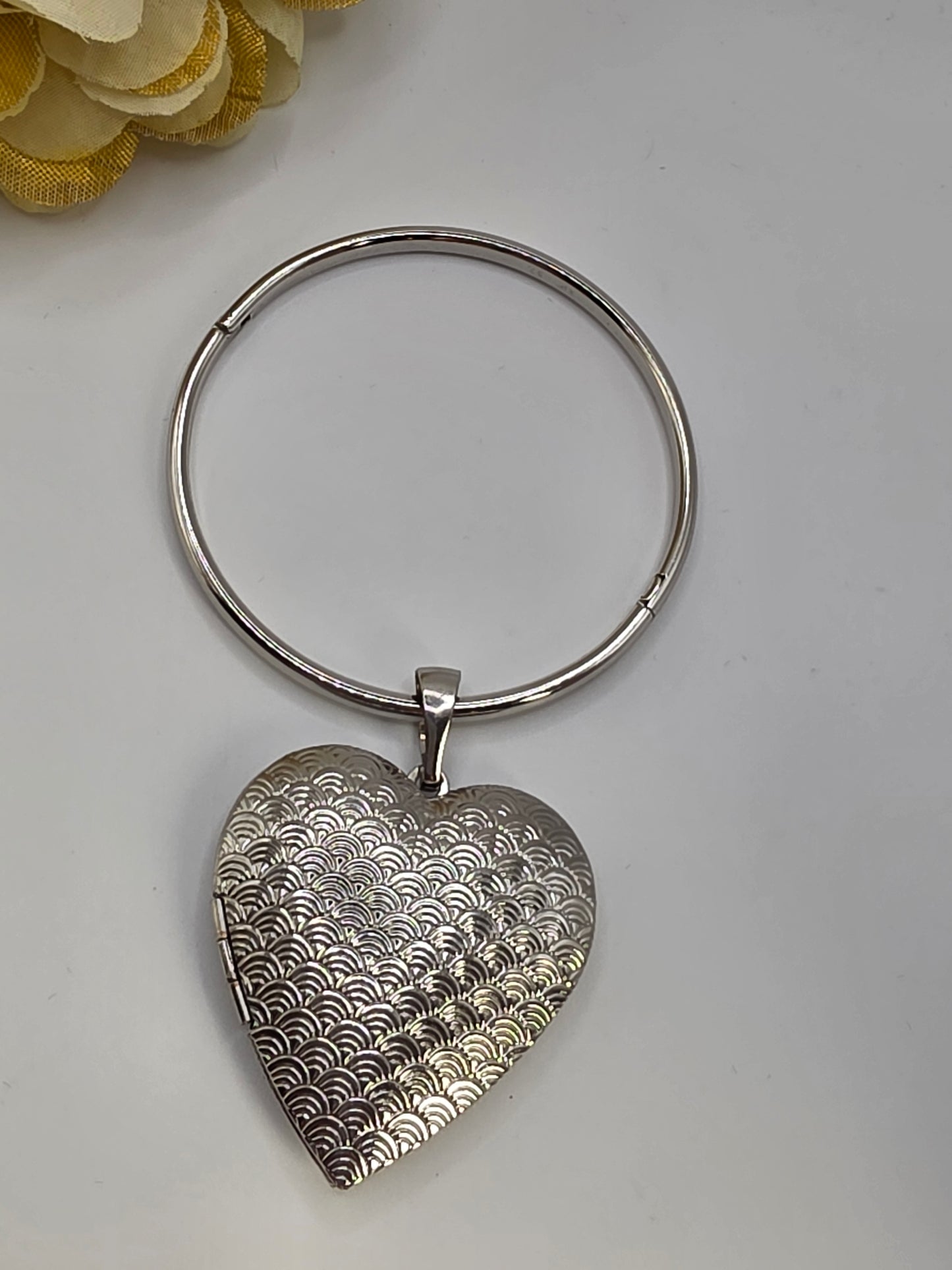 Brazalete Silvr corazon Grande 7inch