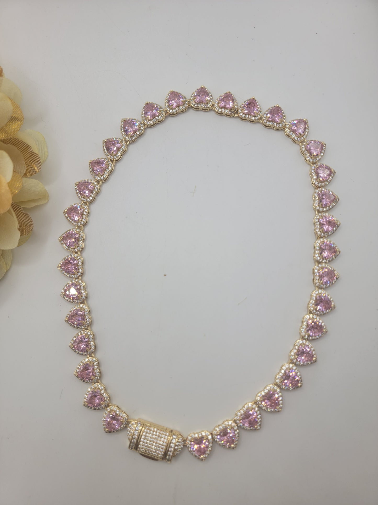 Love Choker with Hearts in 14k Gold Plated Glass