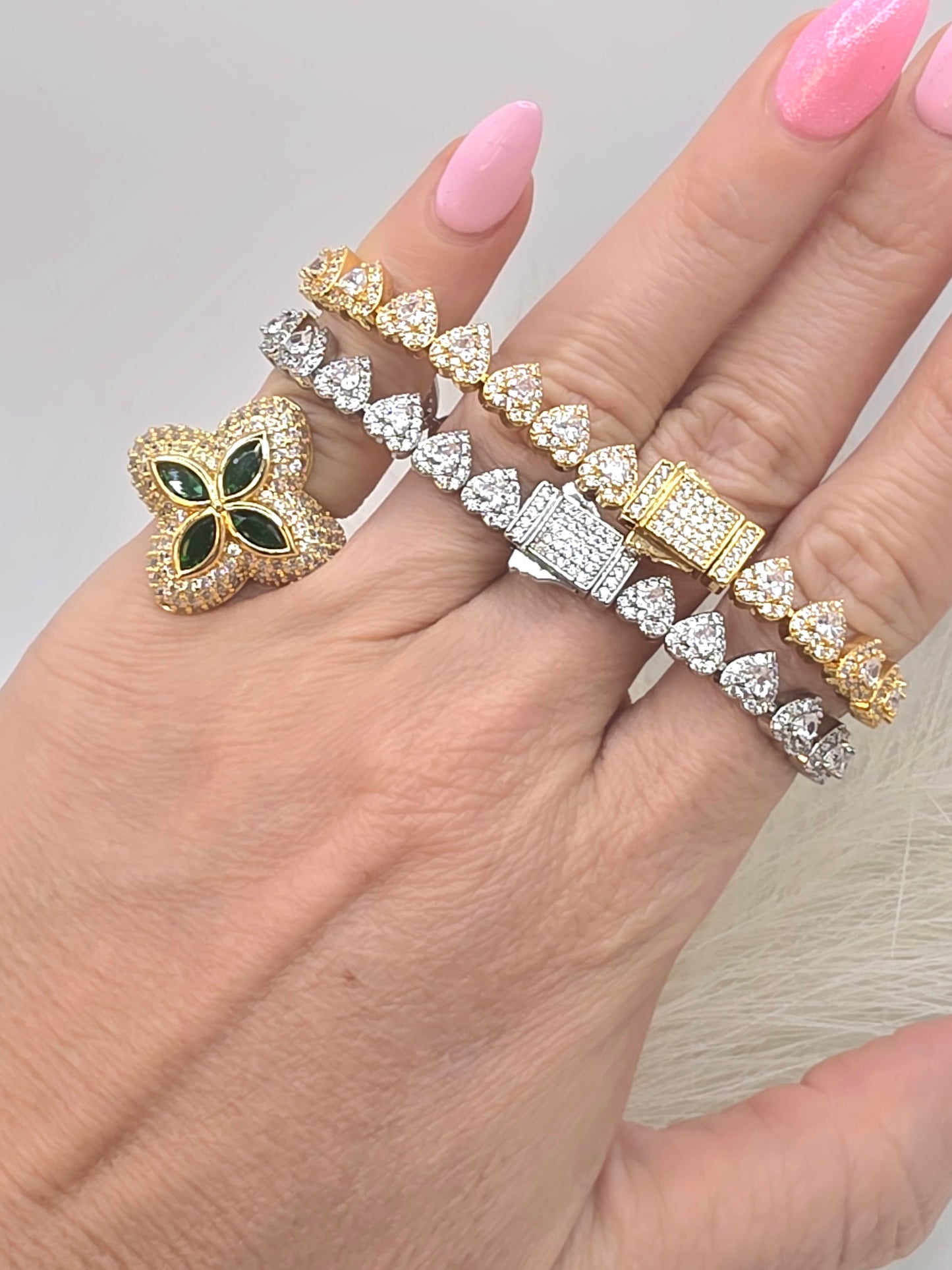 Pulsera de Corazon de Vidrio Real 5A Size 7inch