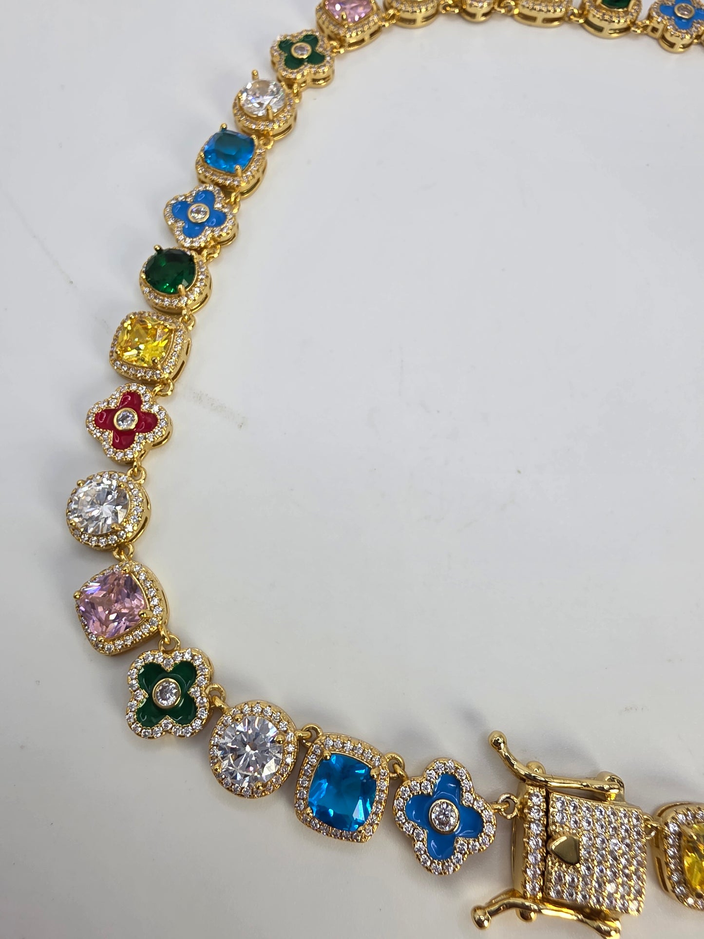 Gargantilla de Vidrio Real Trebol Size 16inch