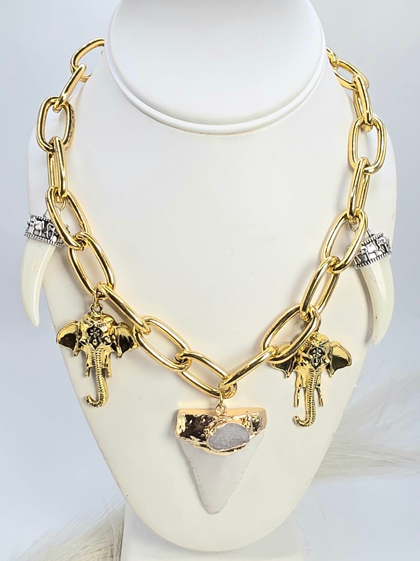 Elephant and Tusk Necklace for Good Luck