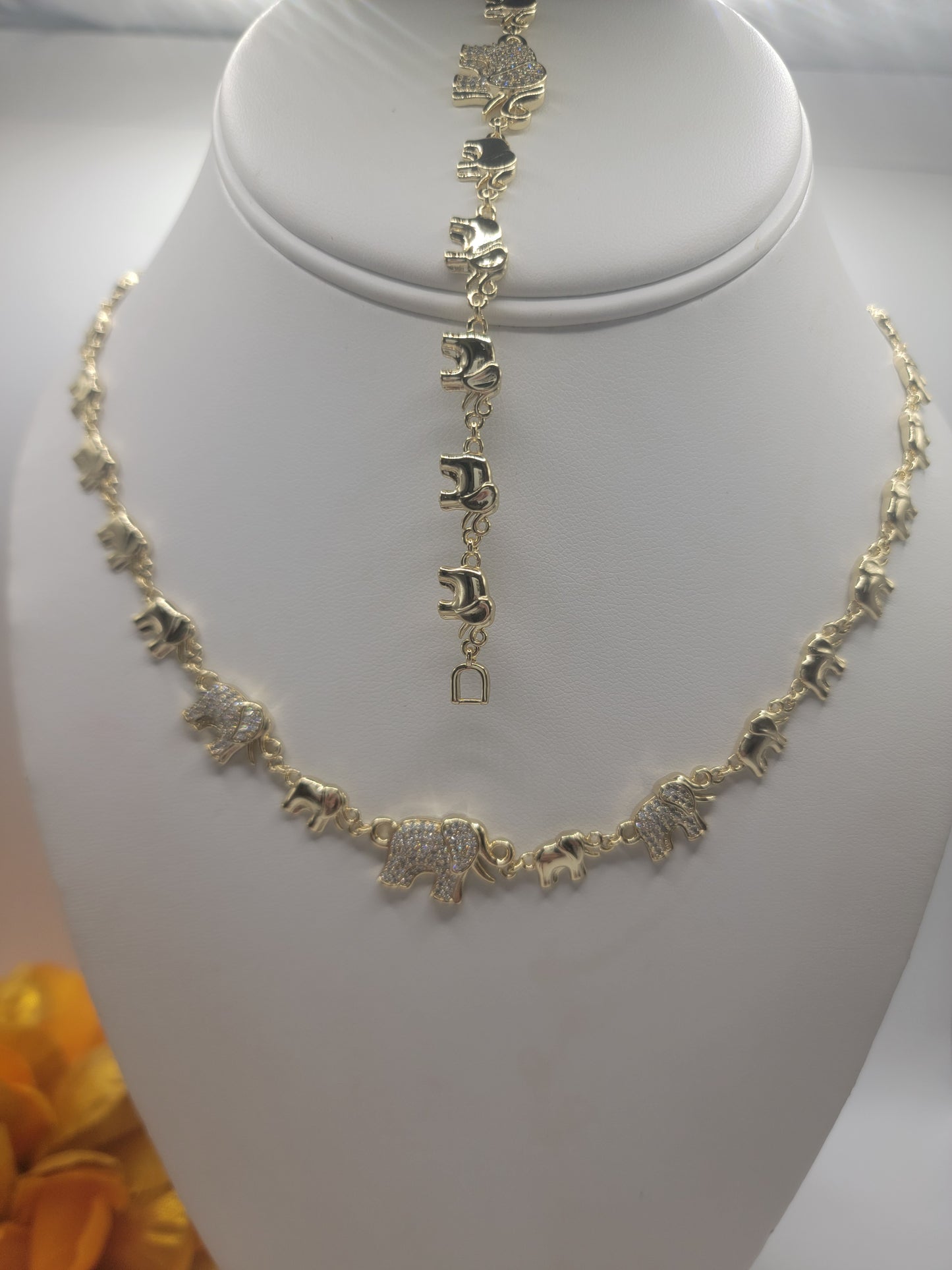 Gargantilla de Elefantes 18imch 14k Laminado