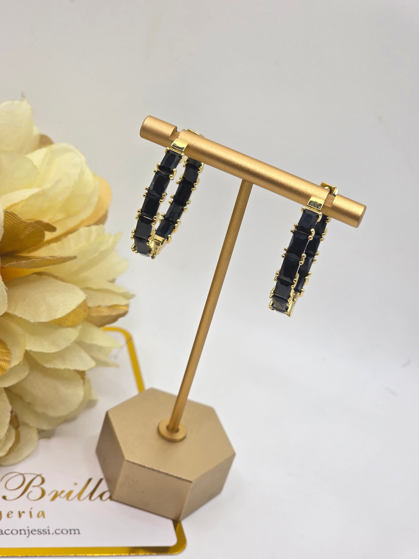 Aretes de 35mm en Vidrio Real Oscuro Laminado 14k Alta Calidad
