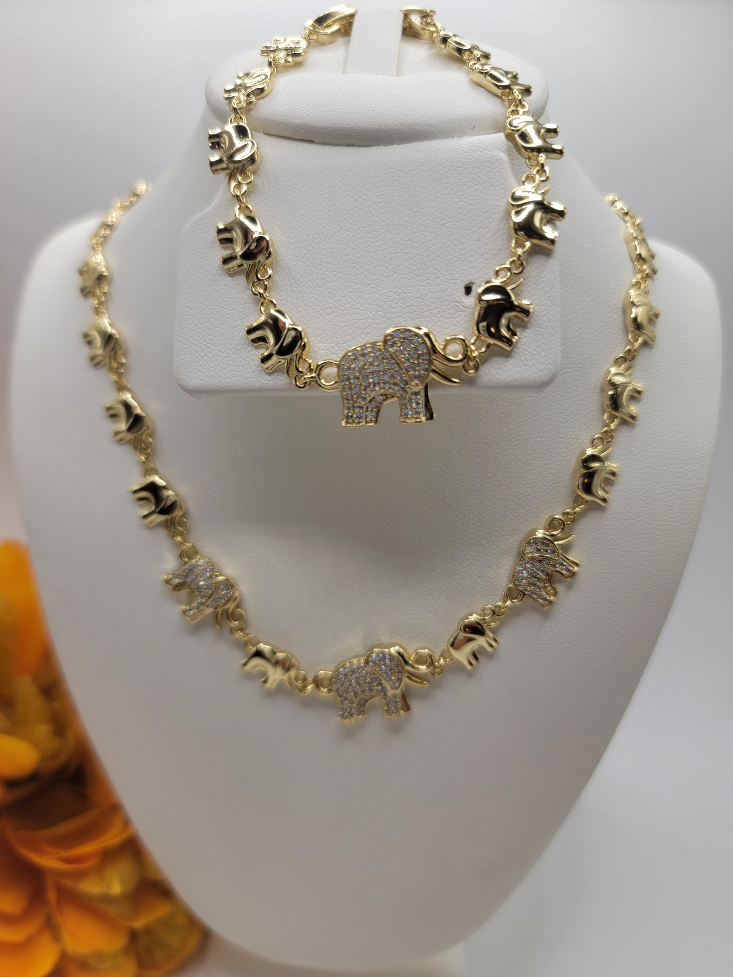 Gargantilla de Elefantes 18imch 14k Laminado