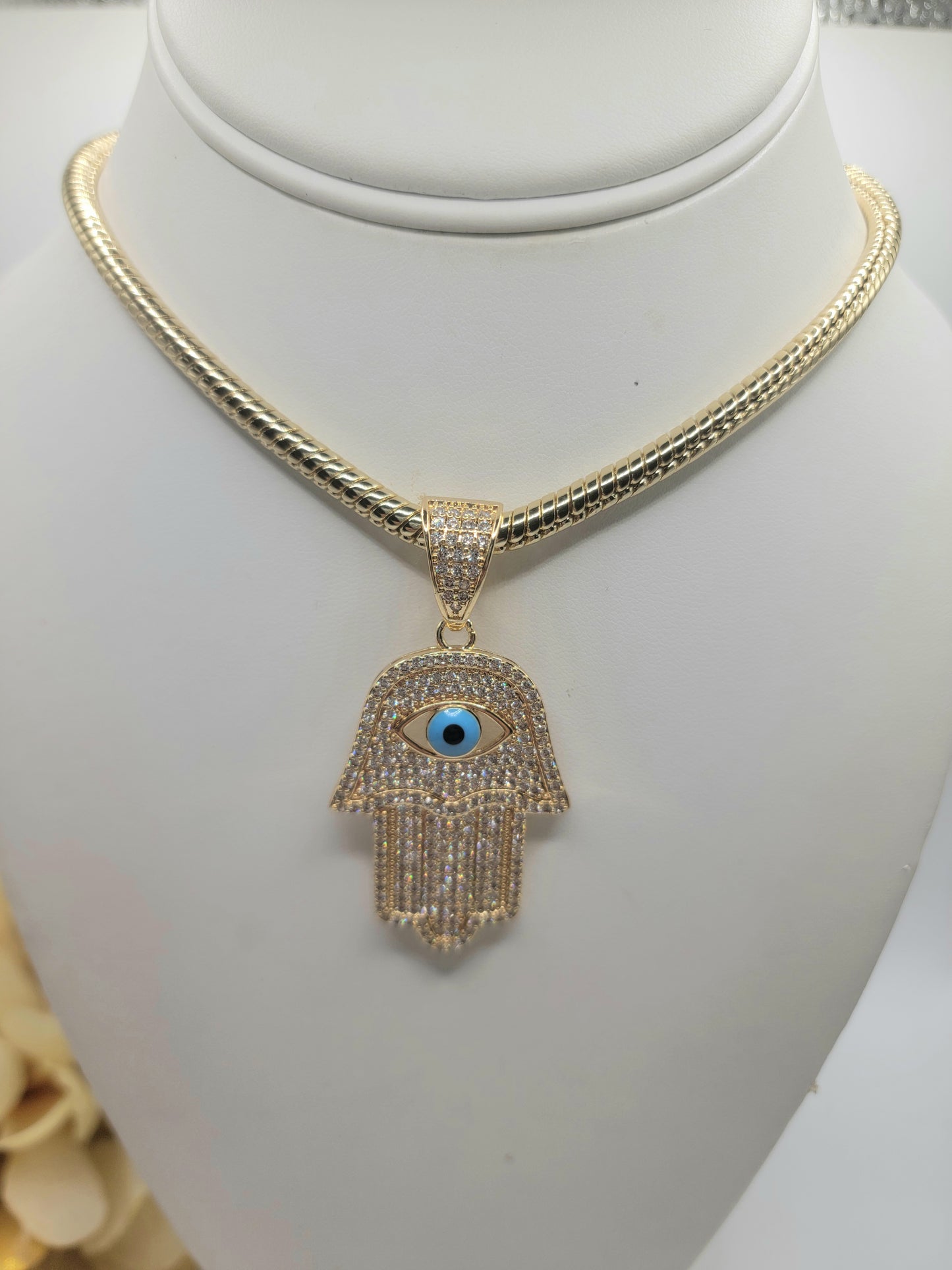 Cadena Pandora con Mano de Fatima y Ojo Turco | 18inch