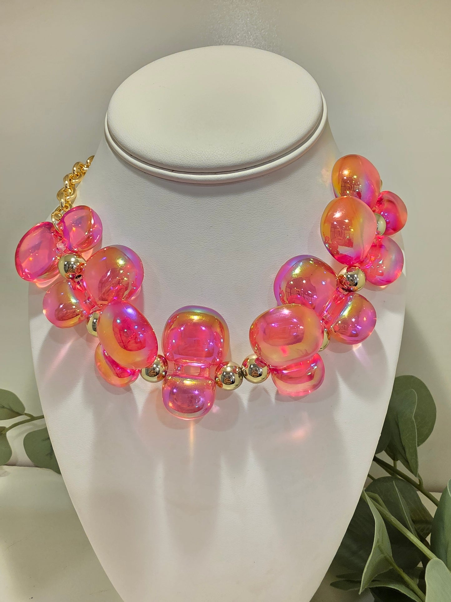 Collar verano rosa y azul 16inch con extensión
