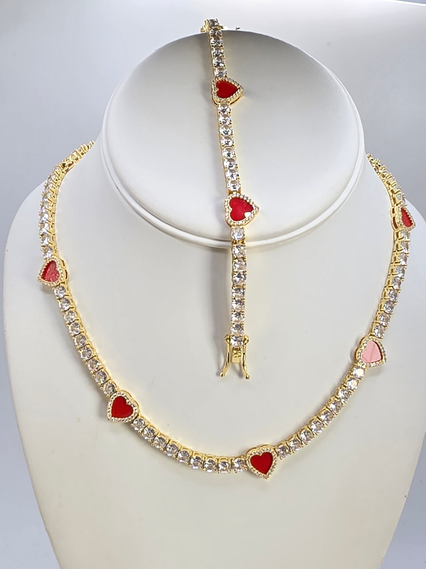 Set de tenis corazon Rojo en Vidrio