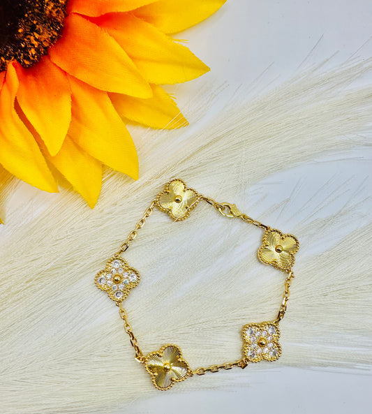 Pulsera Trébol Oro Laminado de Oro 14K