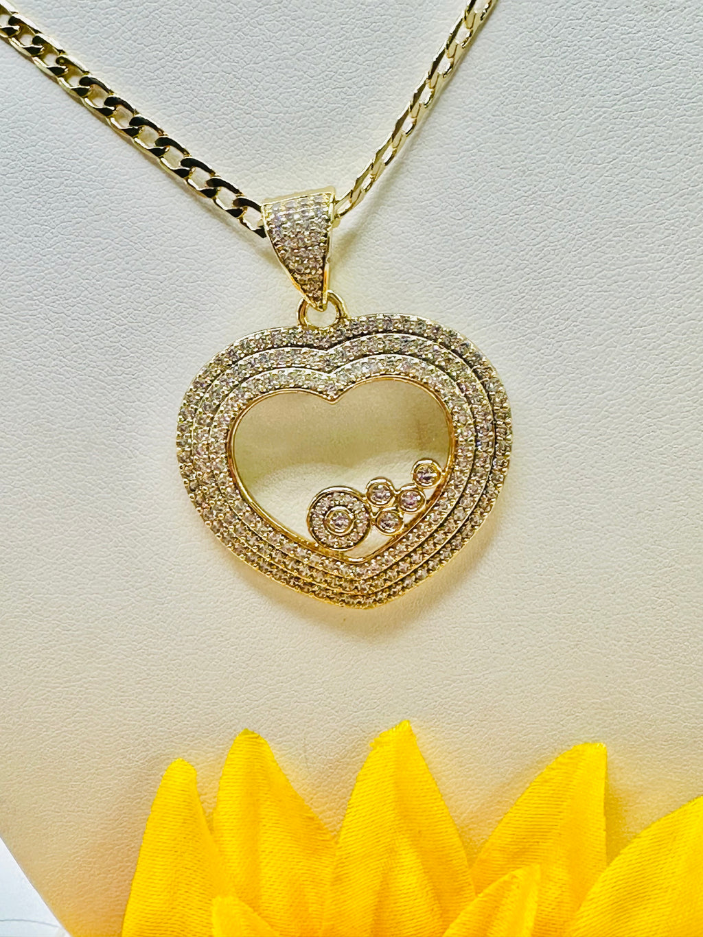 Open Heart | High Quality 14k Real Gold Filled | 18" Cuban Link