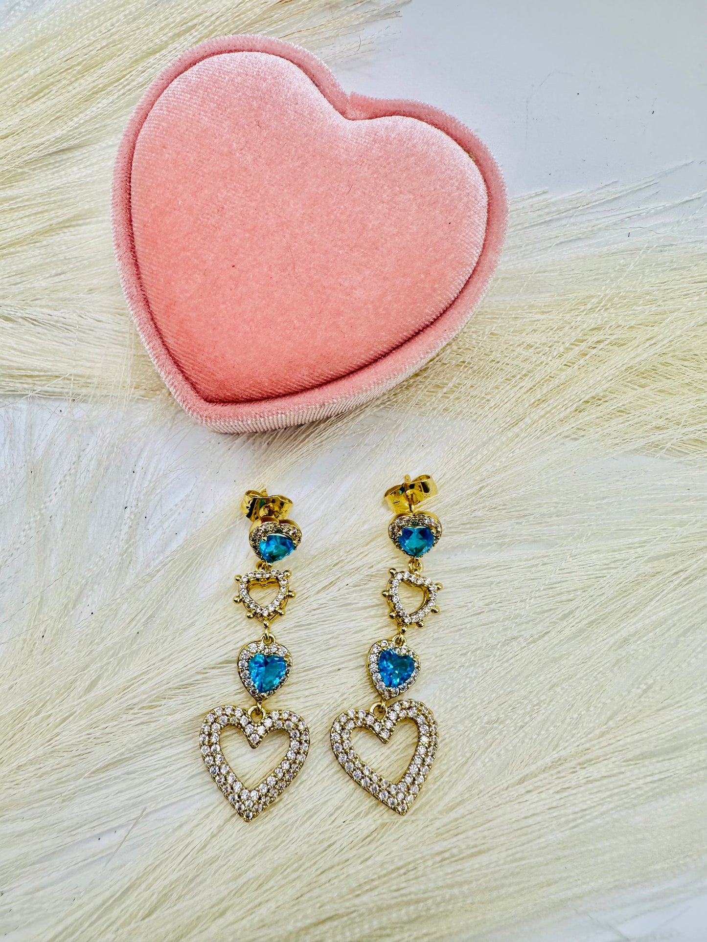 Corazón Azules y Adimantados | Laminado 14k