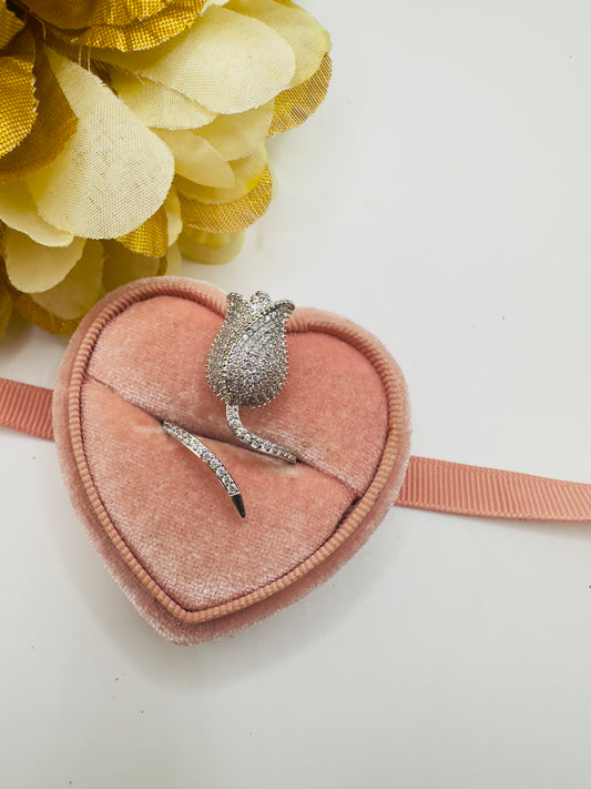 Anillo de Flor ajustable Silver