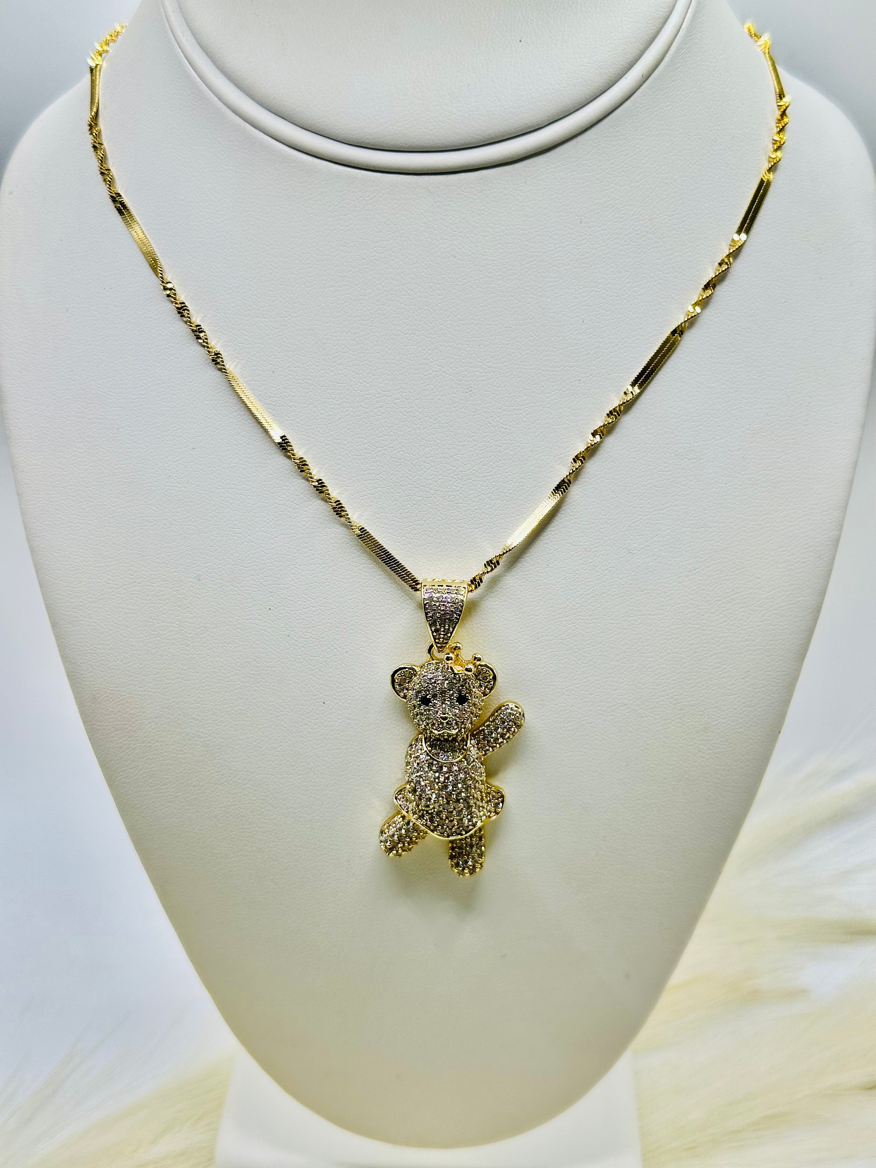 Osa niña en Cadena | 18cm Laminado 14k