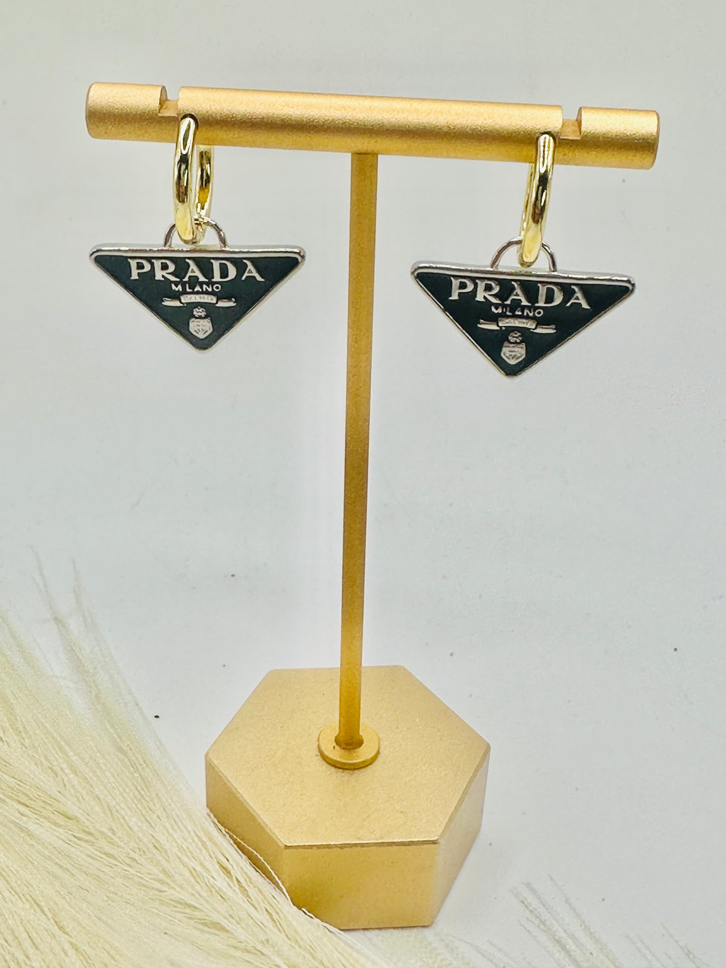 Aretes Pra Acero con Lamimado de Oro 14k