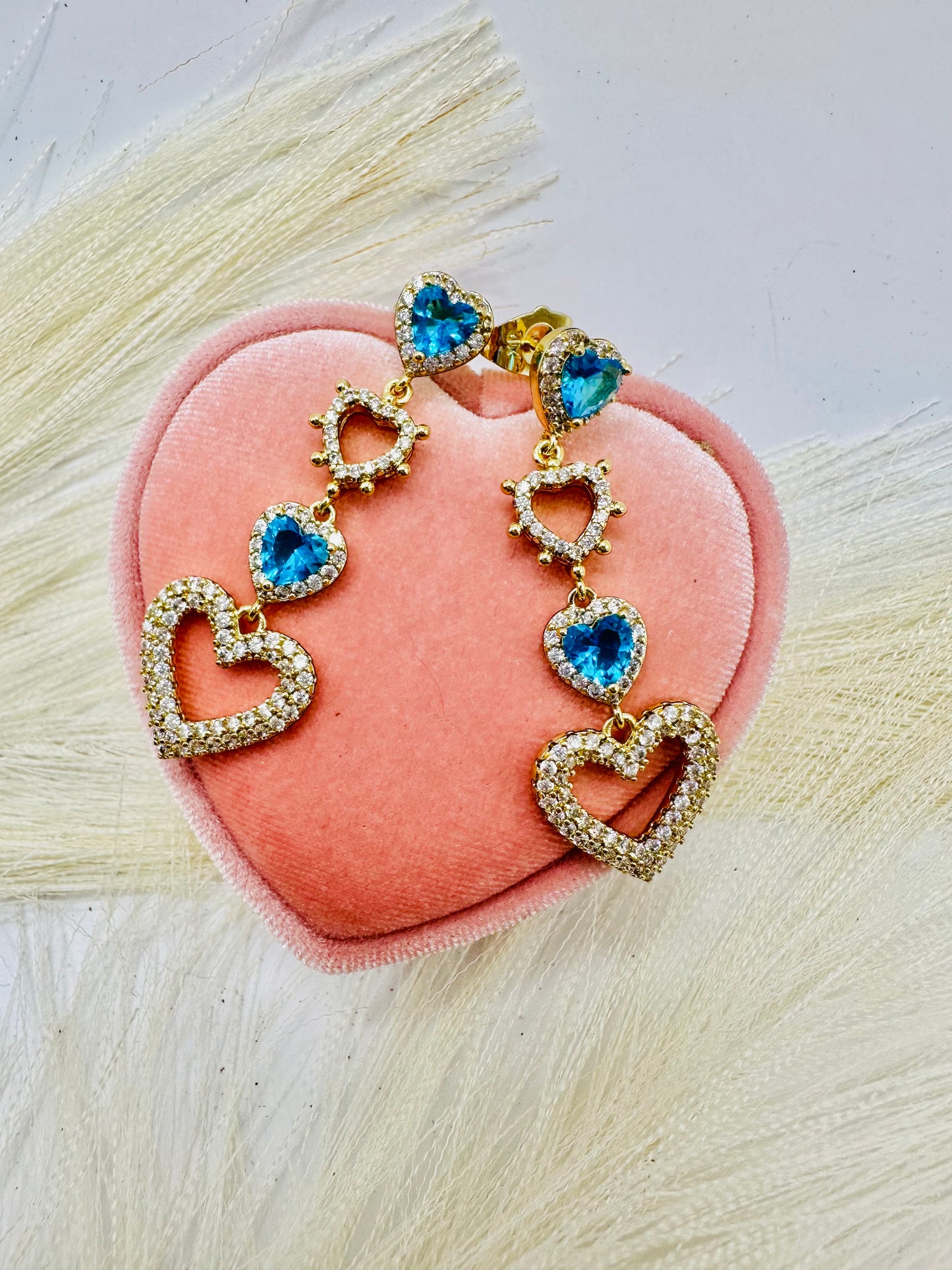 Corazón Azules y Adimantados | Laminado 14k