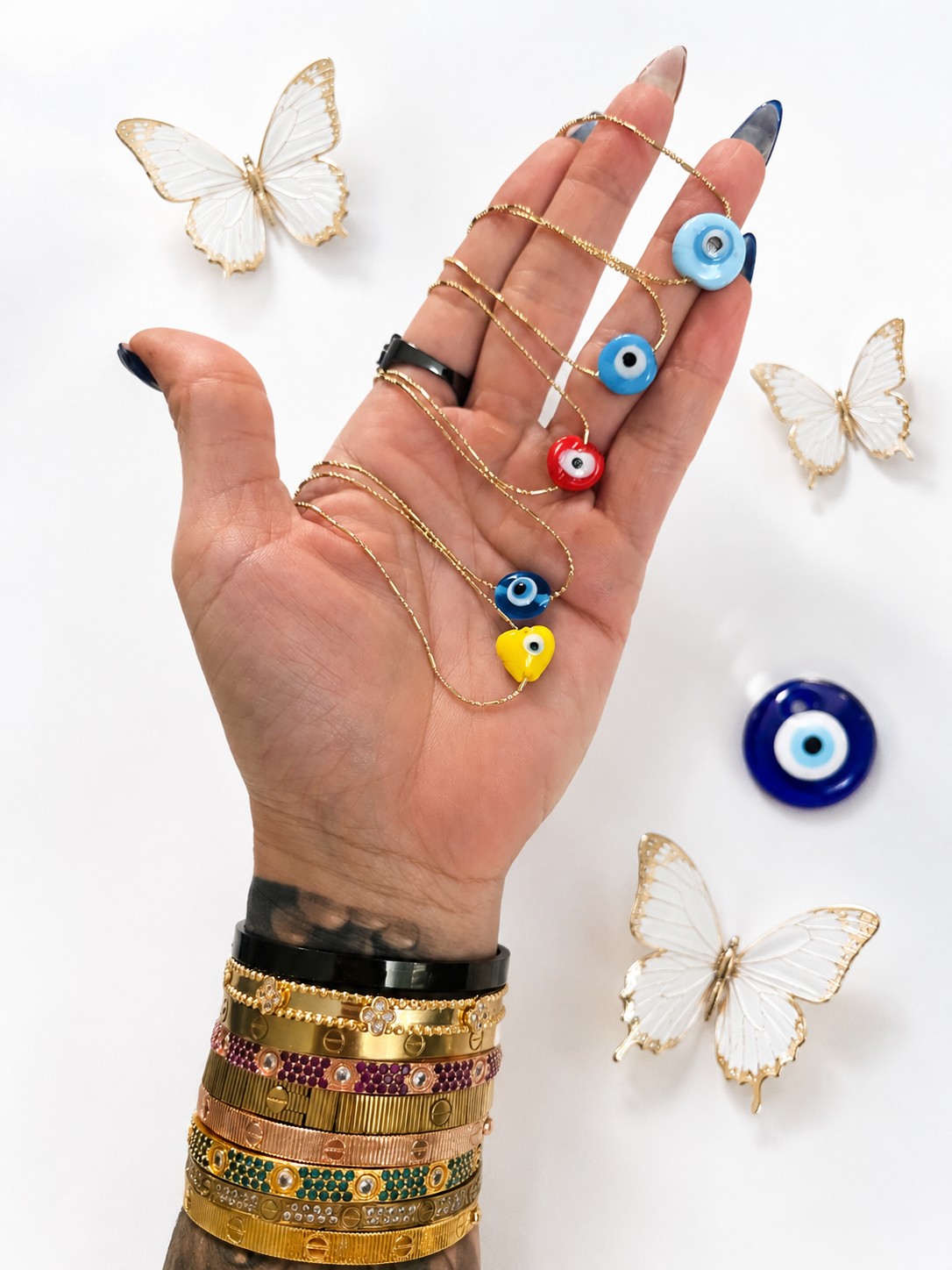 Ojo de Pierdra Murano - Cadenas Ajustables desde 14imch hasta 18inch