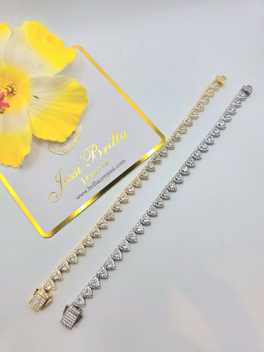 Pulsera de Corazon de Vidrio Real 5A Size 7inch