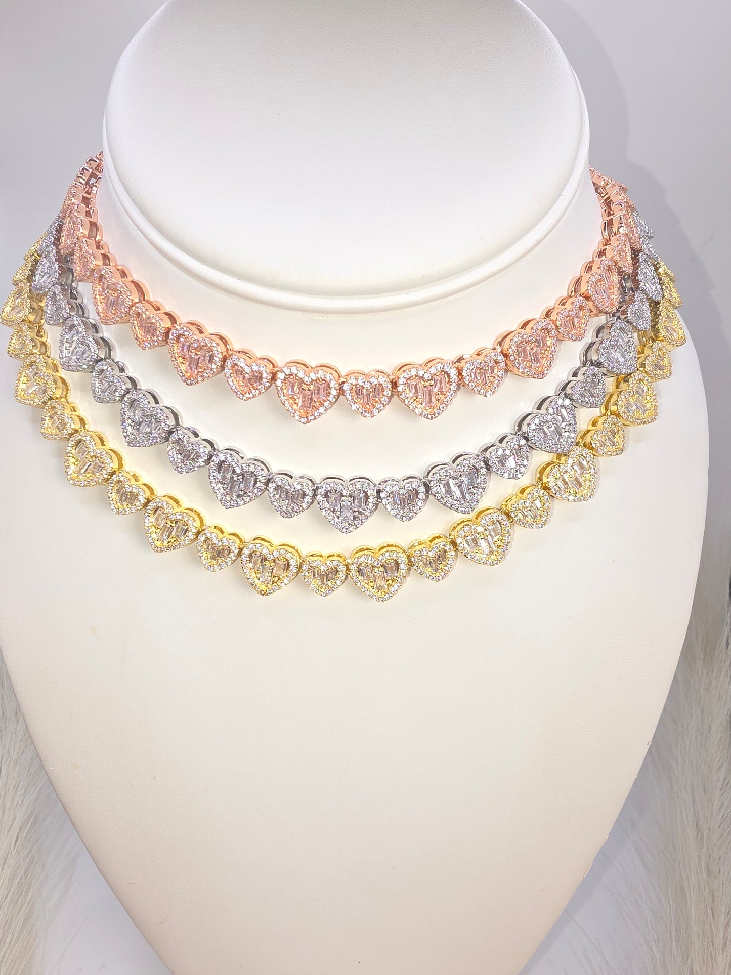 Gargantilla Corazones Vidrio 5AA