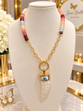 HERMOSO COLLAR DE COLMILLO Y OJO TURCO