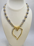 Cadena de Balines Silver y Oro corazon Karol G
