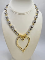Cadena de Balines Silver y Oro corazon Karol G