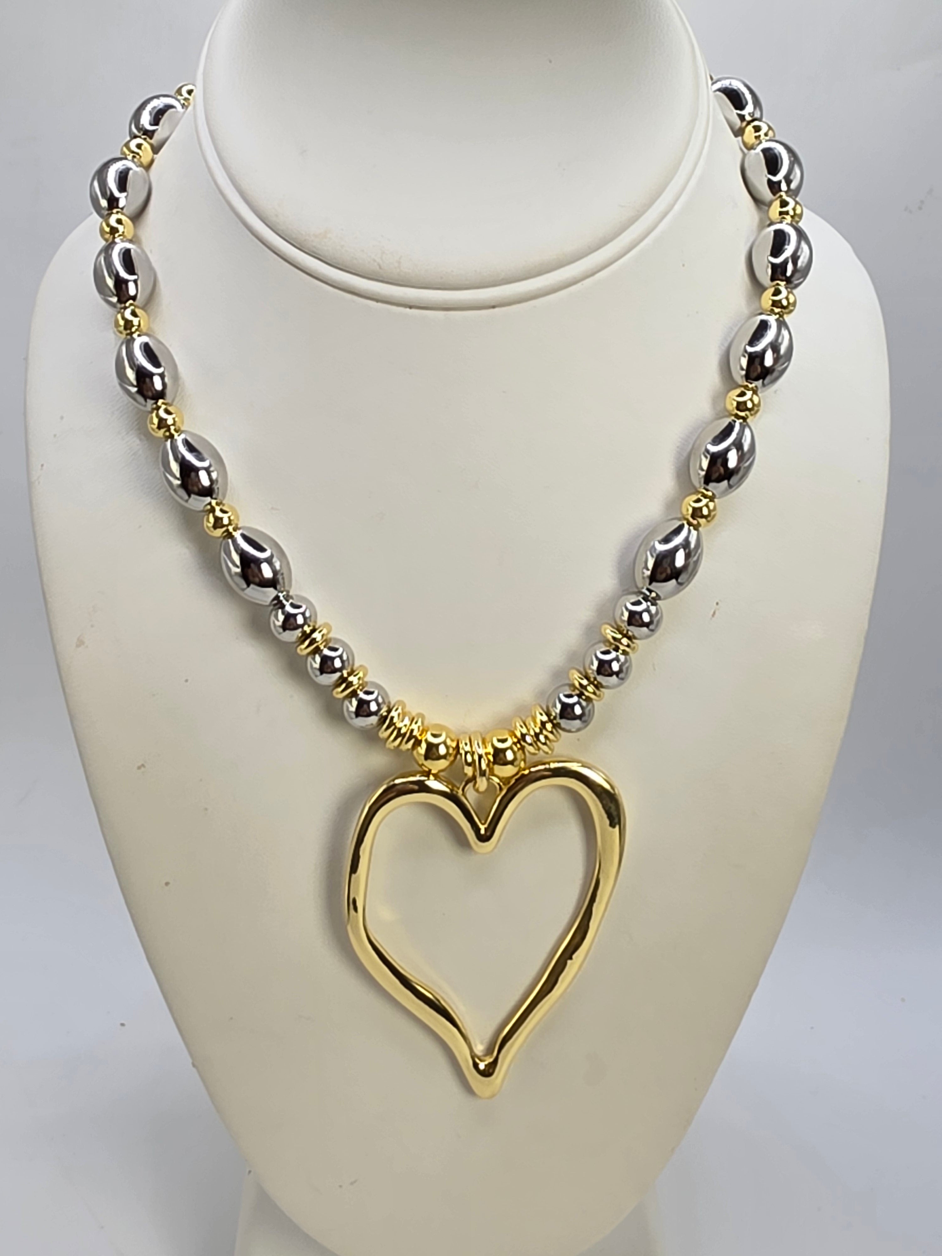 Cadena de Balines Silver y Oro corazon Karol G