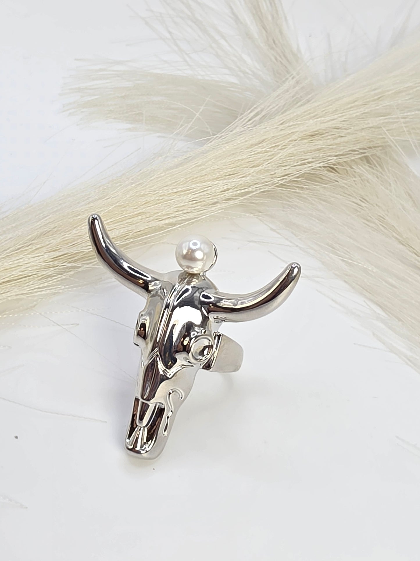 Bull Head Ring Trend Gold/Silver size 7