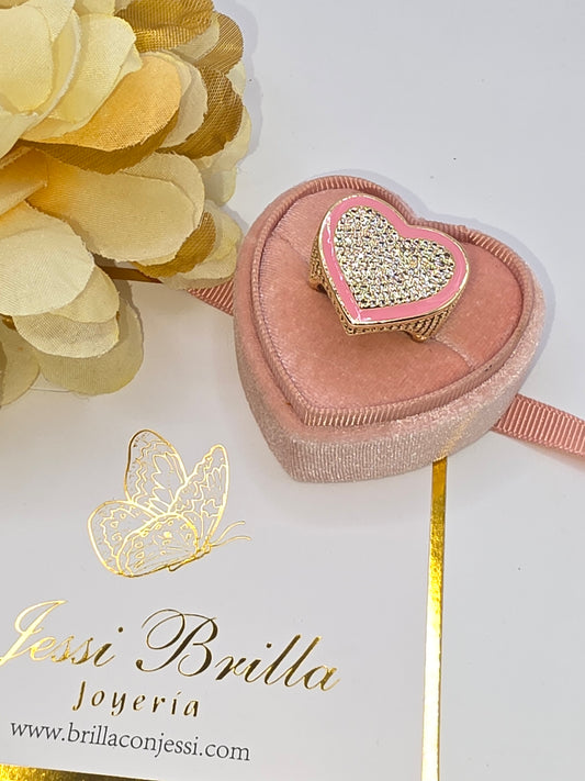 Anillo Corazón KG en Vidrio picado