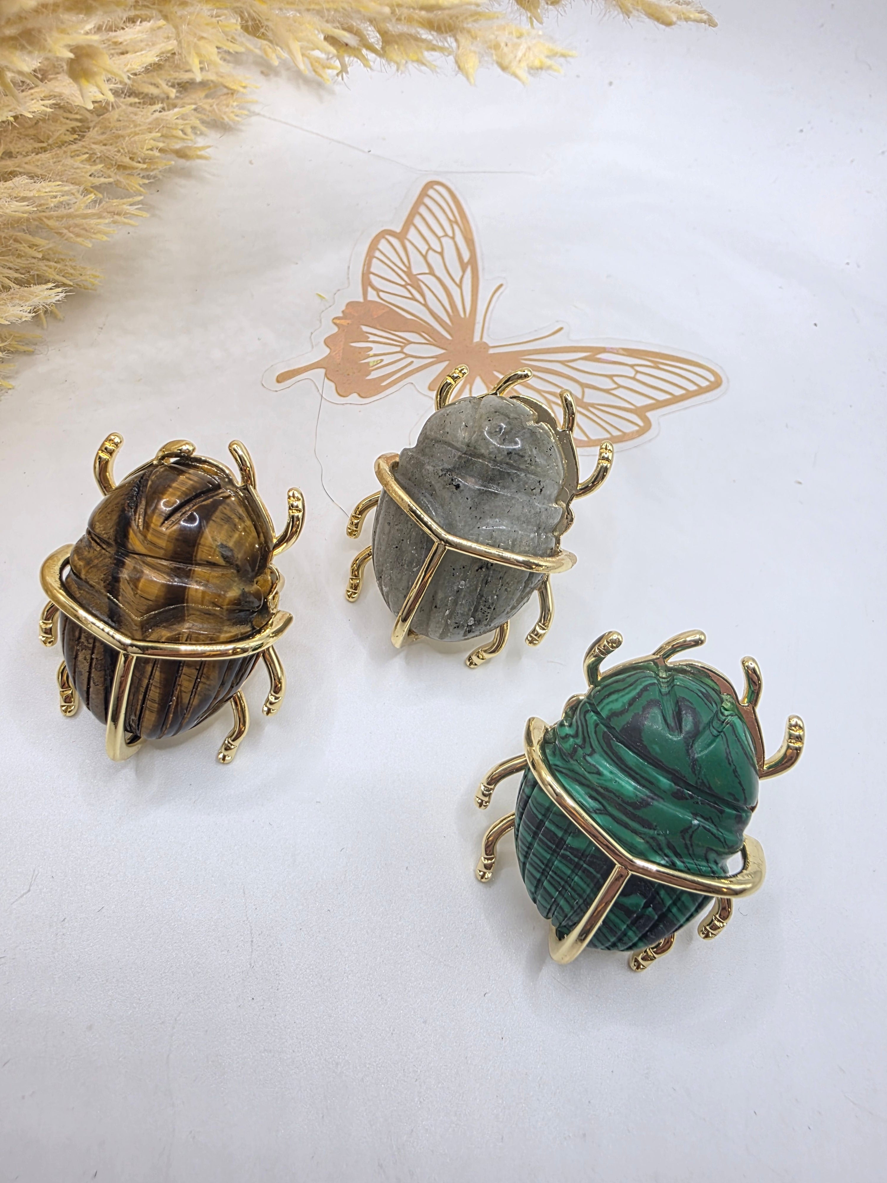 Tendencia Anillo de escarabajo Piedra Real ajustable