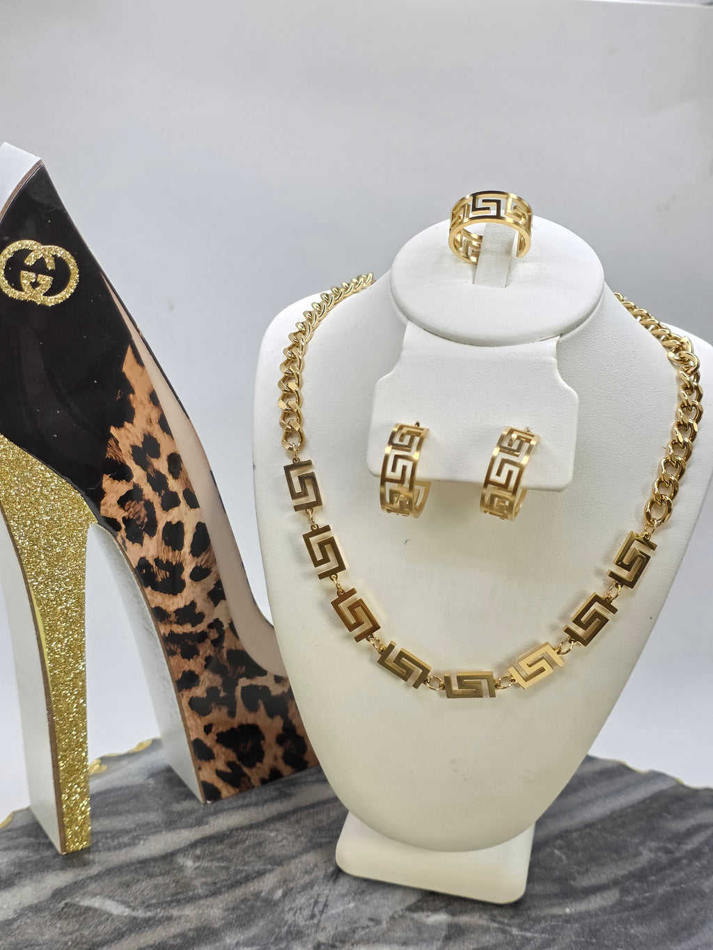 Fendy 18k Gold Plated Stainless Steel Set High quality
