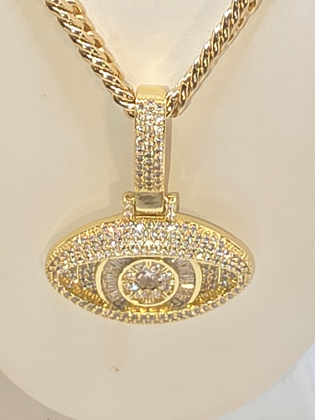 Chinese weave chain with real glass evil eye, 18-inch chain