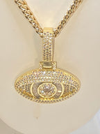 Chinese weave chain with real glass evil eye, 18-inch chain