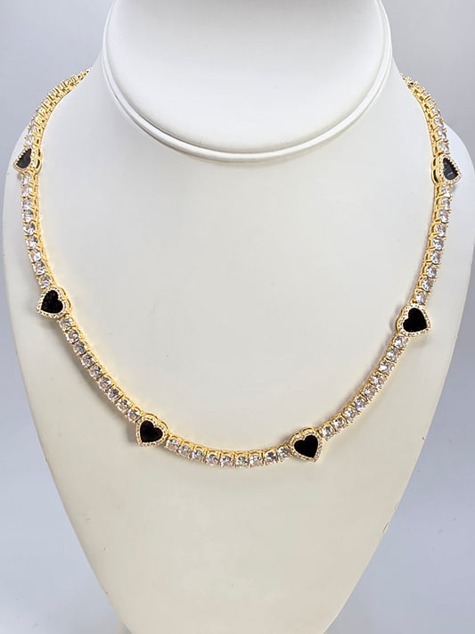 Royal Heart Inlaid Tennis Necklace