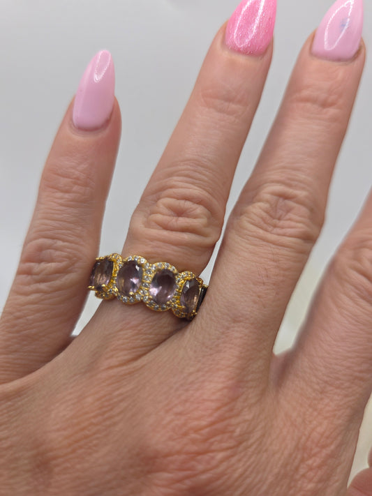 Anillo Lila Vidrio 5A