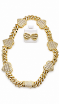 Corazon en Vidrio Picado Oro Laminado 14k- Size 16inch