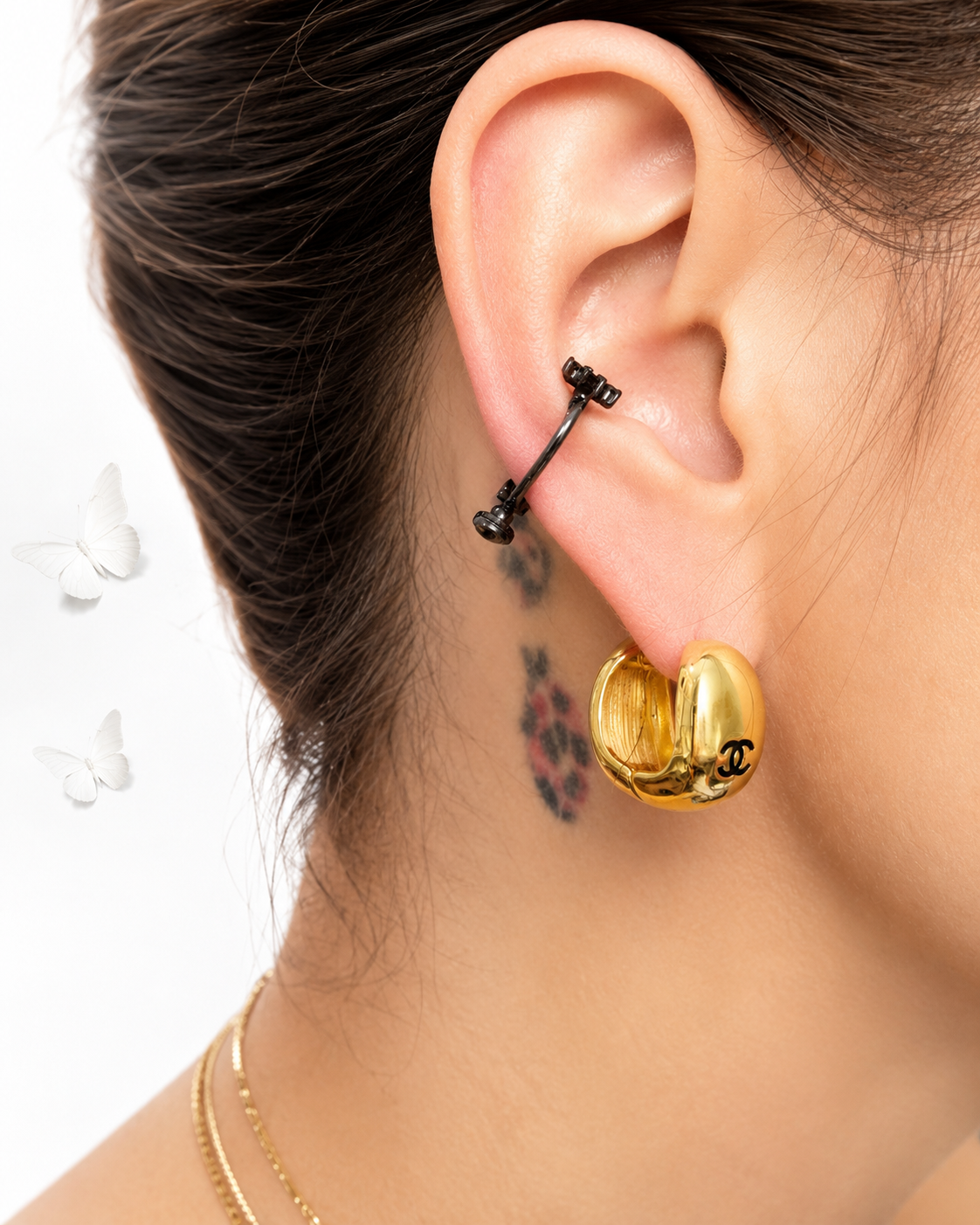 Aretes Vitage pegados de diseñador - Silver & Gold