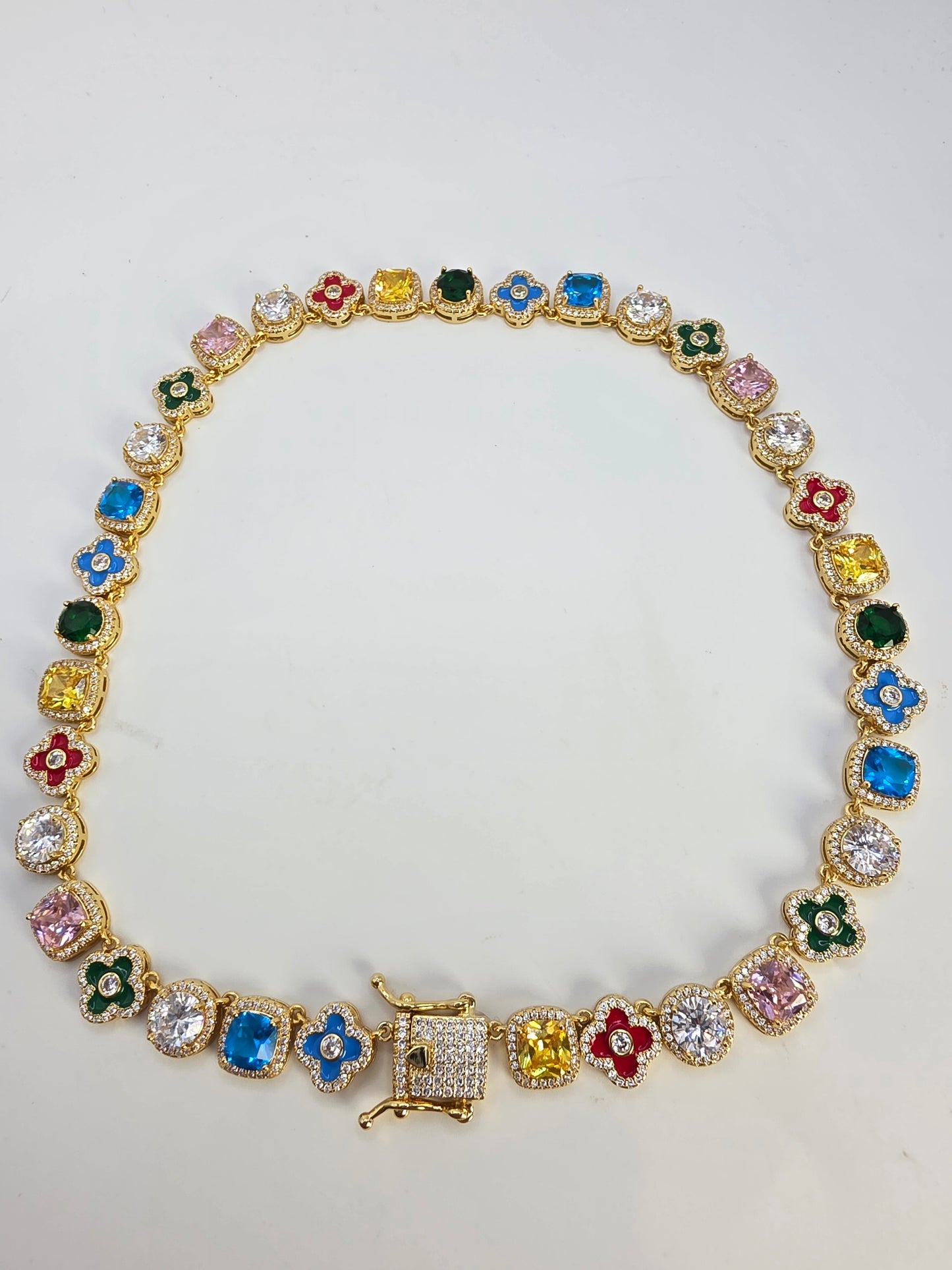 Gargantilla de Vidrio Real Trebol Size 16inch