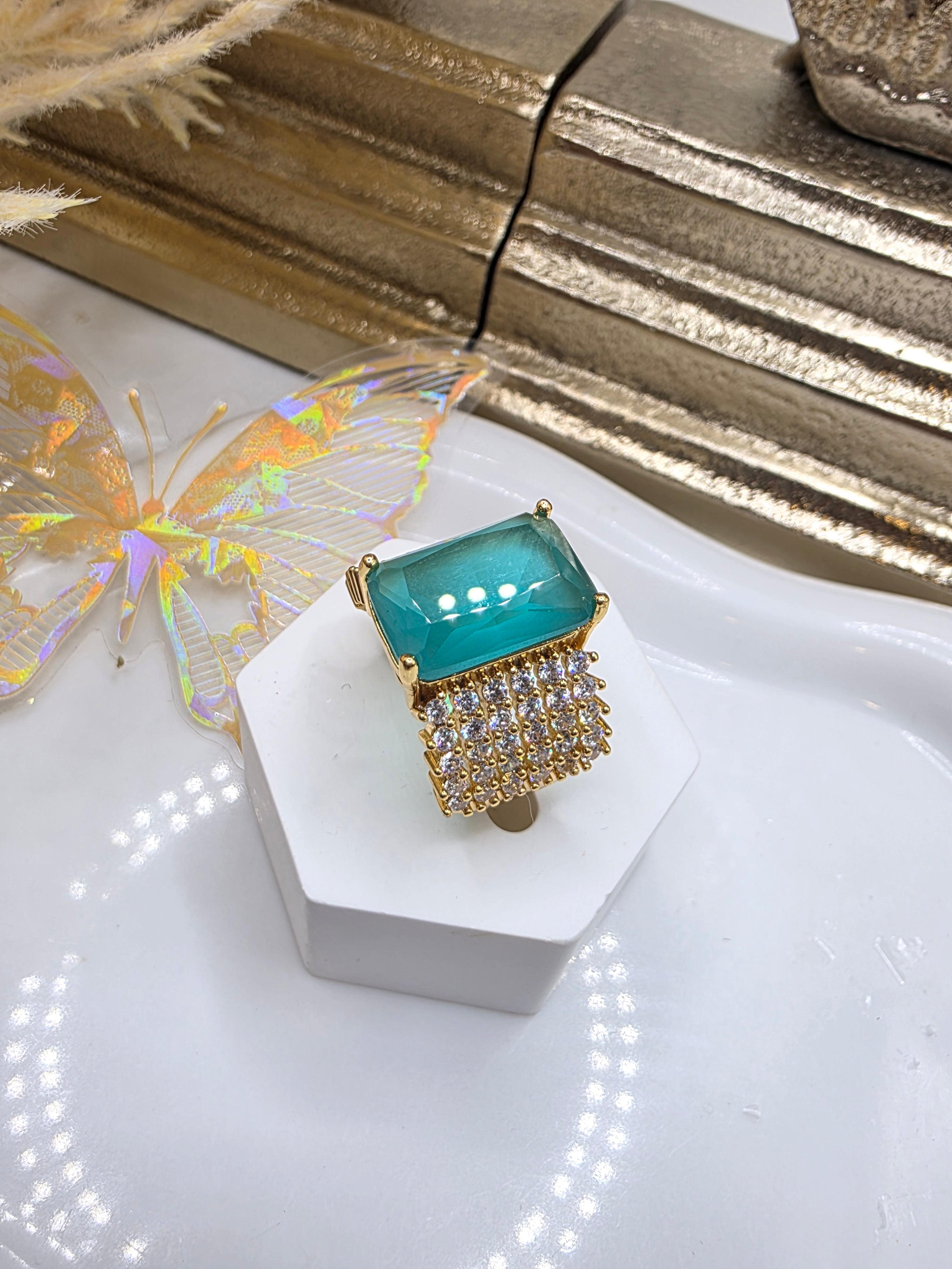 Anillo Agua Color en Vidrio Real