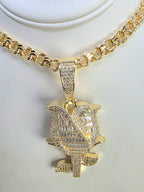 18-inch Spanish woven chain with faceted Rose glass