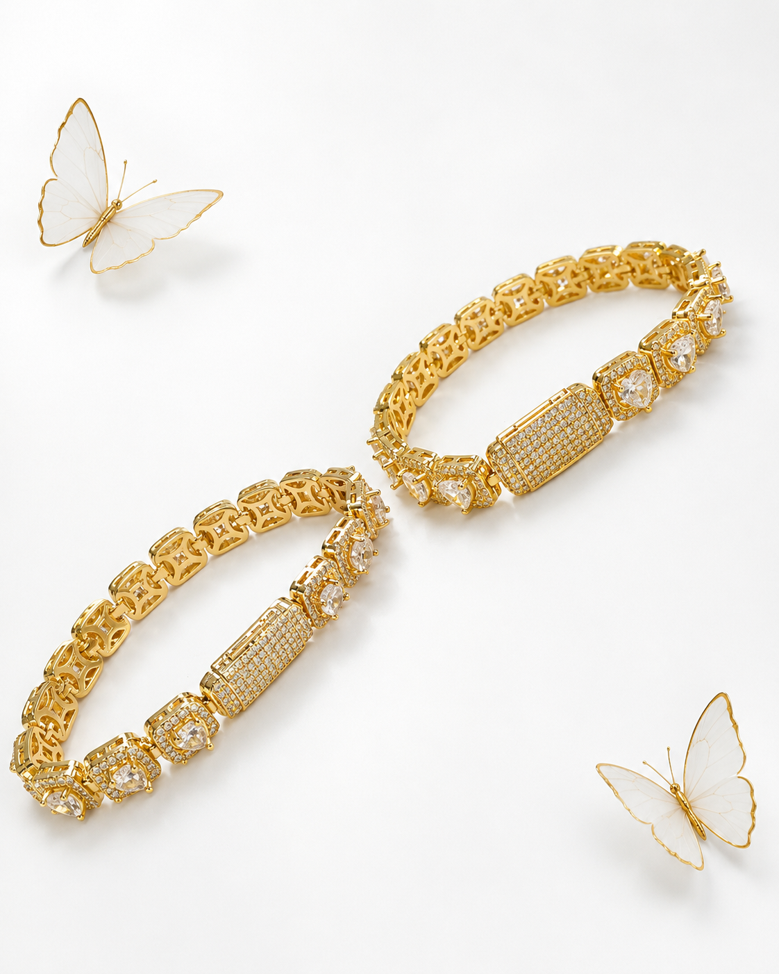 Tu muñeca brillando -Brazalete en corazon de Vidrio Real -Size 7inch
