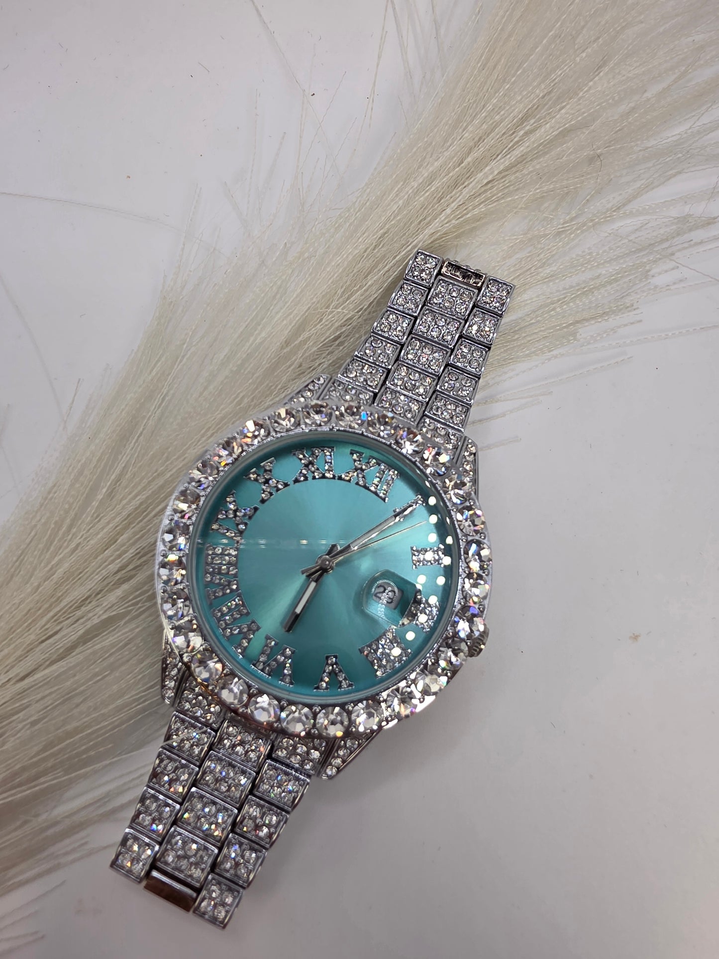 Reloj Silver Adimantado en Vidrio Real de 42mm Alta Calidad