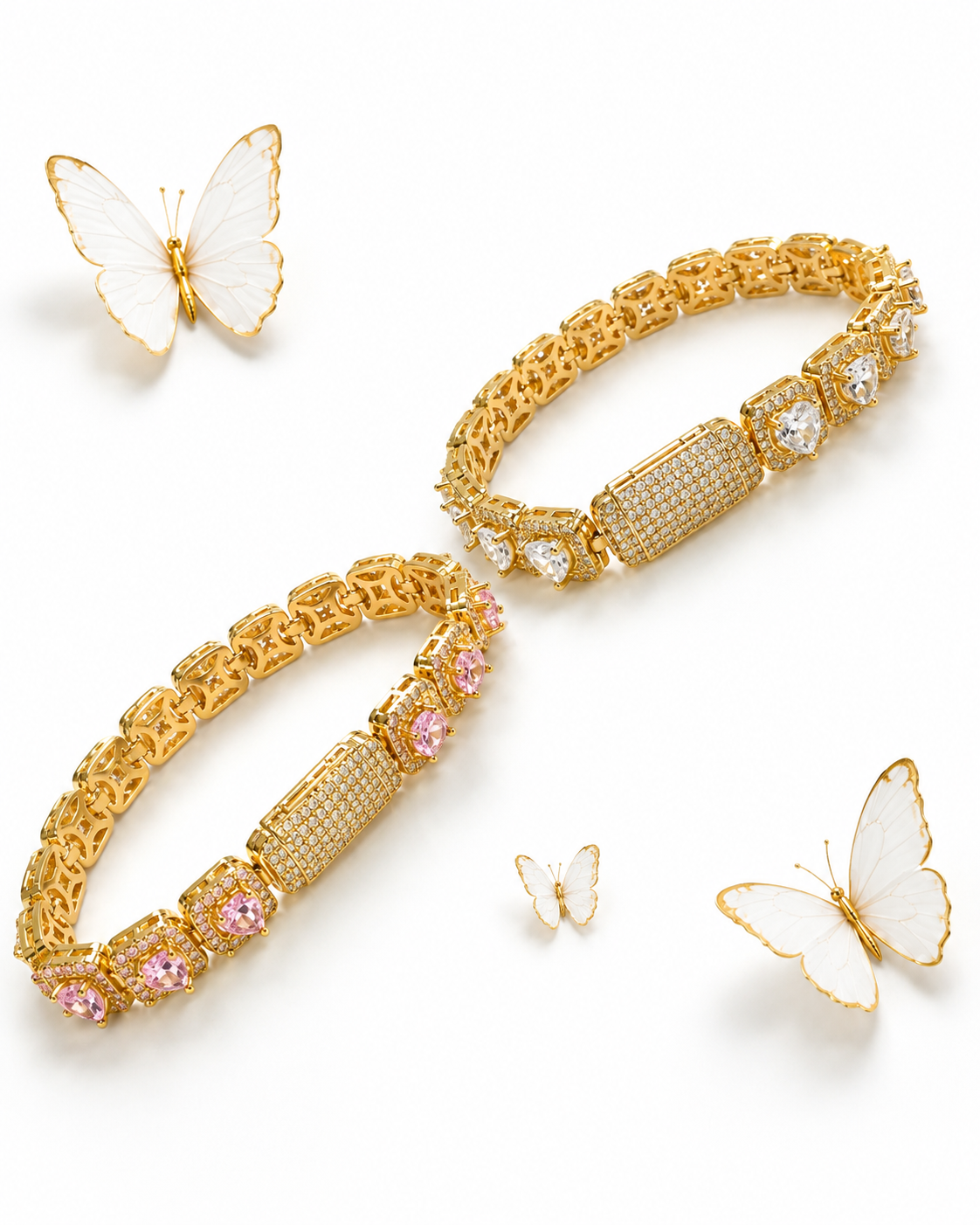Tu muñeca brillando -Brazalete en corazon de Vidrio Real -Size 7inch