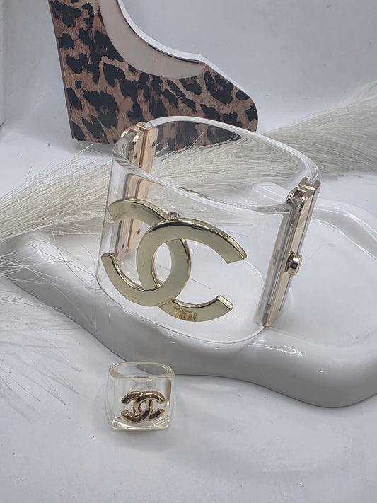 Set Brazalate y Anillo CC transparente Size 7